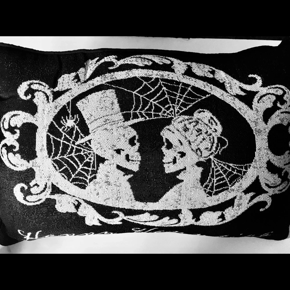 Halloween Victorian Skeleton Couple Throw Pillow